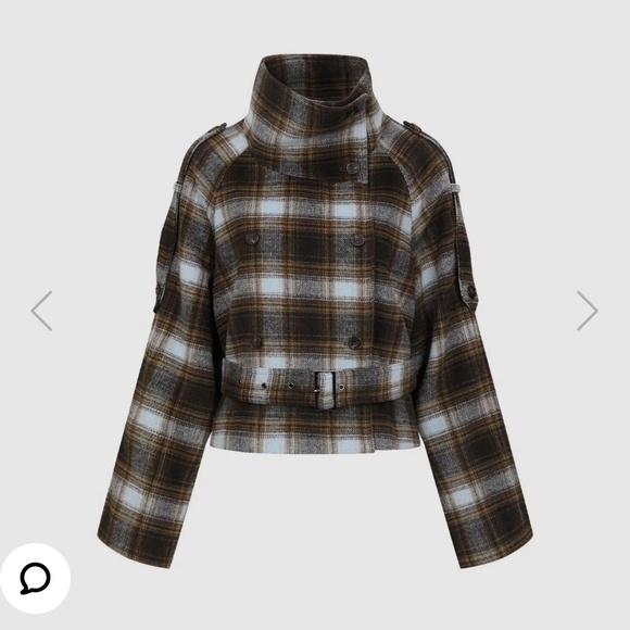 Urban revivo PLAID WOOL BLEND CROPPED JACKETS - Picture 3 of 3